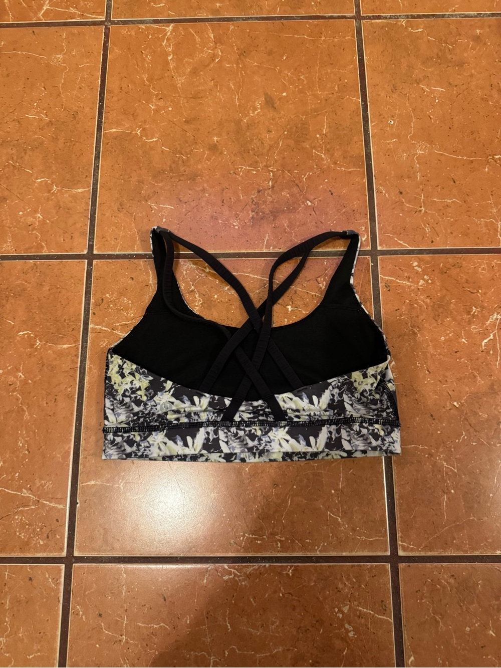 lululemon athletica Black Sports Bra with Floral Underband